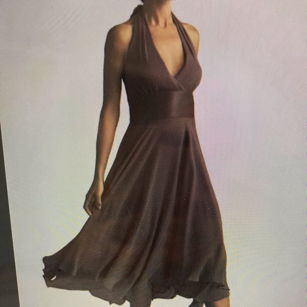 Donna Ricco Silk Halter Flutter Dress in Black